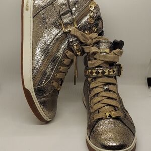 MICHAEL KORS Gold High-Top Sneakers Women's Size 8
